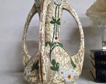 Vintage Ceramic Floral Vase Art deco Signed Royal Dux DPM Porcelain Grandmacore