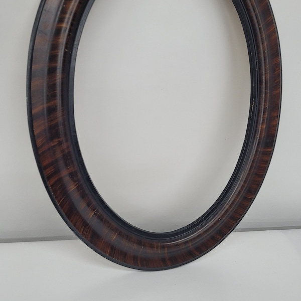 Antique oval wood frame tortoise shell design wall hanging vintage home decor