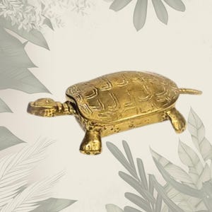 Vintage Brass Turtle Box Small Lidded Trinket Dish, Mid Century Animal Decor, Cottagecore Home Accent Figurine Gold Sculpture Case