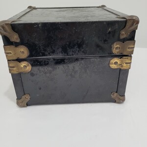 Caja de almacenamiento cuadrada de metal negro con forma de camión y maleta estilo art déco vintage imagen 5