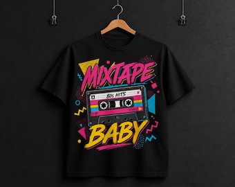 Retro Mixtape Baby PNG, 80s 90s Cassette Sublimation Graphic (Digital Download)