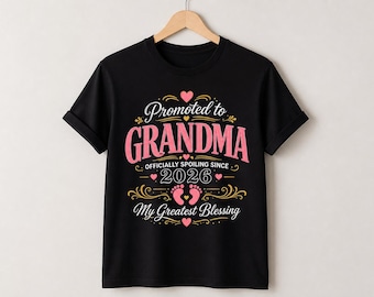 Befördert zu Oma 2026 PNG, Neues Oma Geschenk, Schwangerschaftsankündigung PNG, Baby offenbaren Design, Großmutter Hemd Sublimation