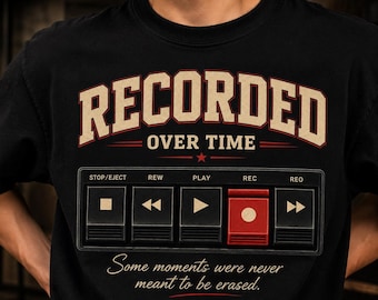 Recorded Over Time Retro Cassette PNG, Vintage Music Streetwear Design (Digital Download)