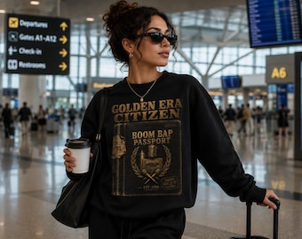 Ciudadano de la Edad de Oro PNG / Pasaporte Boom Bap PNG / Diseño de camiseta de hip hop de la vieja escuela / Gráfico de rap vintage / Descarga digital