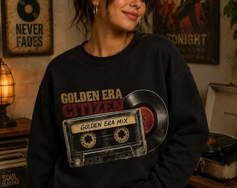 Hip Hop de la vieja escuela PNG / Ciudadano de la era dorada / Vinilo de casete vintage PNG / Diseño de camiseta Boom Bap / Ropa urbana de rap de los 90 PNG