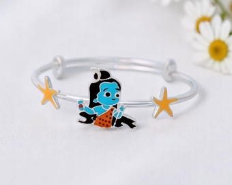 Shiva Charm Bangle 925 Sterling Silver,  Adjustable Newborn to 8 Years, Spiritual Baby Gift, Divine Shiva Silvaay