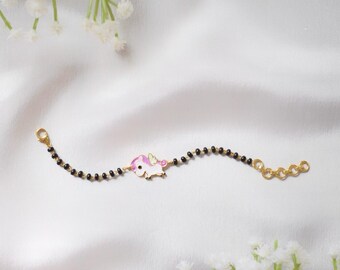 925 Silver Unicorn Nazariya for Babies | Black Beads | Adjustable – MagicWings