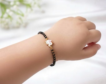 925 Silver Elephant Nazariya for Babies | Black Beads | Adjustable – LuckyTusks
