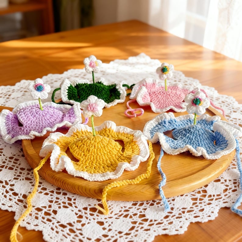 Cappello da gatto, costume floreale regolabile, accessori per animali domestici, regalo per gli amanti dei gatti immagine 6