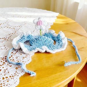 Cappello da gatto, costume floreale regolabile, accessori per animali domestici, regalo per gli amanti dei gatti blue