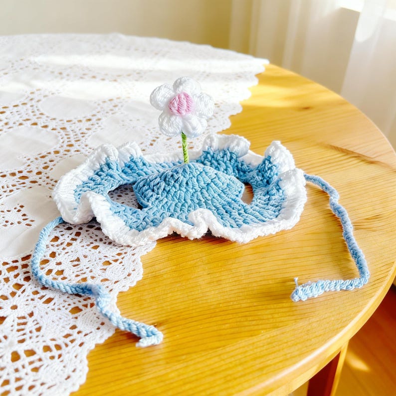 Cappello da gatto, costume floreale regolabile, accessori per animali domestici, regalo per gli amanti dei gatti blue