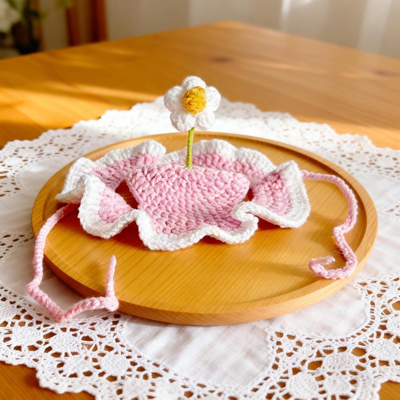 Cappello da gatto, costume floreale regolabile, accessori per animali domestici, regalo per gli amanti dei gatti pink