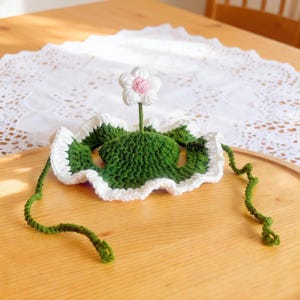 Cappello da gatto, costume floreale regolabile, accessori per animali domestici, regalo per gli amanti dei gatti green