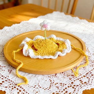 Cappello da gatto, costume floreale regolabile, accessori per animali domestici, regalo per gli amanti dei gatti yellow