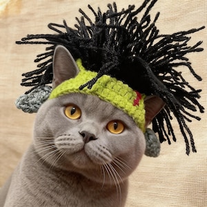 Dreadlock Cat hat,Headband,Hip hop Costume, Sphinx cat,Pet accessories