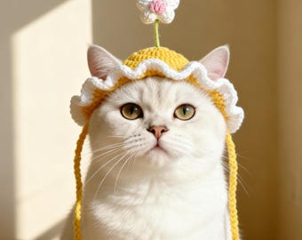 Cat hat,Adjustable flower Costume,pet accessories,gift for cat lovers