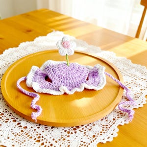 Cappello da gatto, costume floreale regolabile, accessori per animali domestici, regalo per gli amanti dei gatti Purple