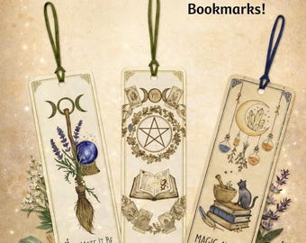 Druckbare Witchy Lesezeichen 20er Set | Digitale Pagan & Wicca Lesezeichen | Buchliebhaber Geschenk | Cottagecore Sofortdownload | Zauberhaftes DIY Hexenhandwerk