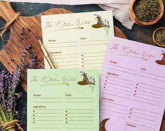 Kitchen Witch Recipe Cards Printable | Herbal Kitchen Magic Template | Cottagecore Recipe Sheet | Grimoire Cooking Page | Witch Kitchen Deco