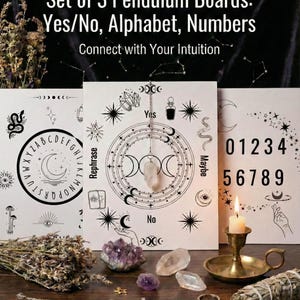 Pendulum Boards Digital Download Set of 3 | Dowsing Tools | Spirit Board | Printable Ouijia Board | Altar Decor | Fortune Telling Bundle