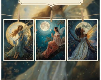 Láminas de arte de hadas / Decoración de pared con temática de hadas / Arte de pared de fantasía romántica / Láminas descargables de bosques