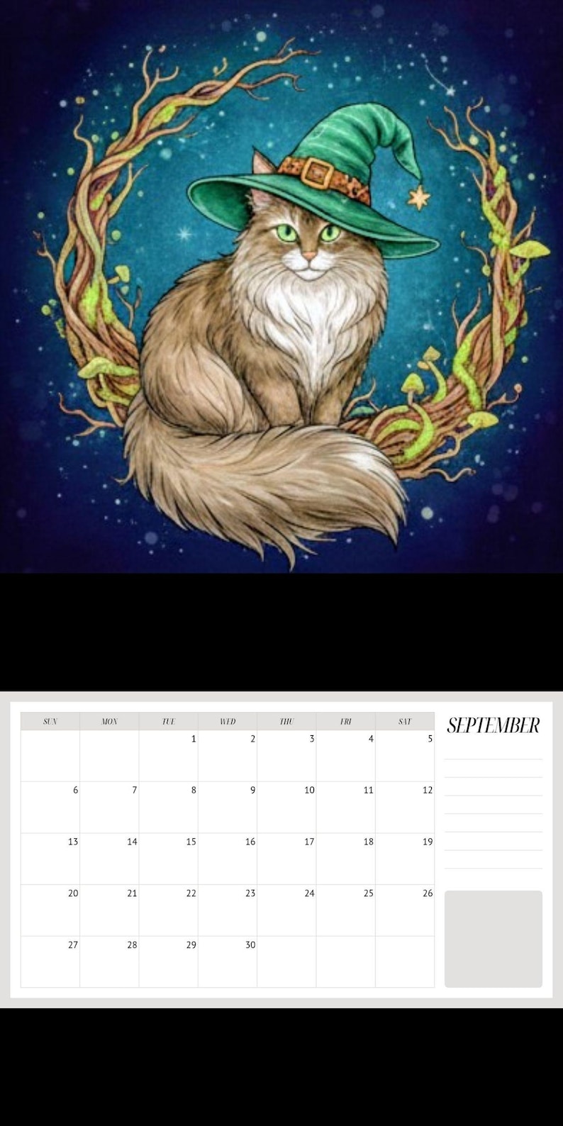 Cat Calendar Printable 2026, Magical Feline Monthly Planner, Whimsical ...