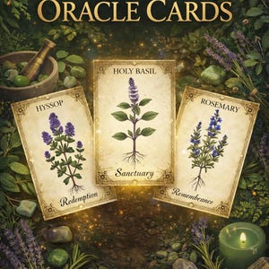 Juego de 32 barajas de oráculo de la Bruja Verde / Cartas imprimibles de bruja de cocina y herbolario / Herramienta de adivinación de la sabiduría vegetal de descarga digital / Cartas del tarot