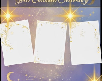 8 Himmlisches Briefpapier-Set | Mystisches Briefpapier | Moon Phase Witchy Junk Journal Seiten | Spirituelles Briefpapier Set
