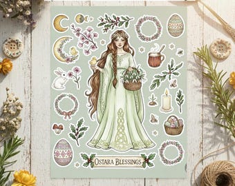 Paquete de pegatinas de la Rueda del Año (descarga digital) / Pegatinas imprimibles para el planificador sabático / Suministros para el diario Grimorio de brujas / Pegatinas wiccanas para hacer tú mismo