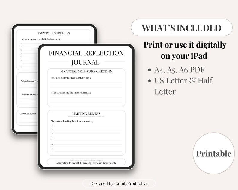 Money Mindset Journal Printable | Financial Reflection Workbook ...