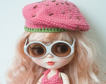 Miss Melon - Blythe Hat and dress set - Crochet Dress and Hat for Doll - Blythe accessories - also for Pullip