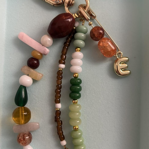Custom Beaded Bag Charm Keychain, Personalized Purse Accessory, Handmade Colorful Jewelry