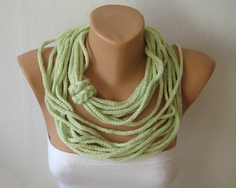 Infinity Scarf Necklace Glitter Skinny Scarf Knitted Loop Rope Lime Versatile Women Acrylic / Lame Luxury Urban chic by margity