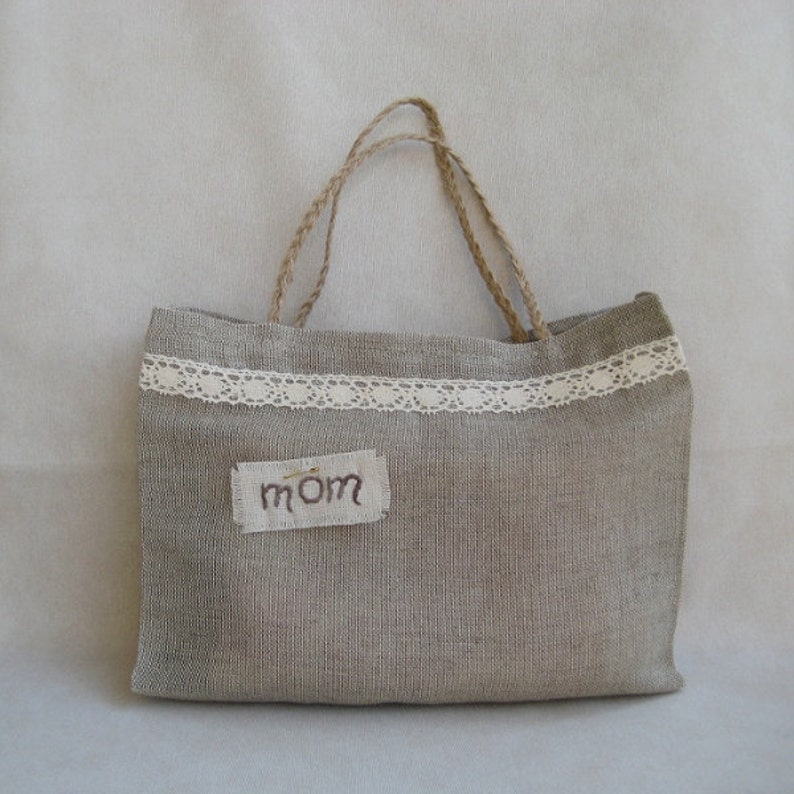 Natural Linen Lace Gift Tote Bag Burlap Bridesmaid Custom - Etsy