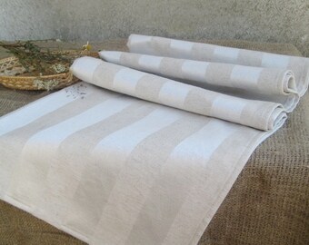 Tovaglia a righe grigie in lino, runner da tavola in viscosa naturale lavata, biancheria da tavola per matrimoni e festività, stile country per la cucina 60"x40"