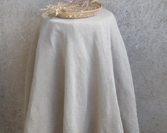 Round Linen Tablecloth Burlap Gray, Wrinkled Wedding Table Cloth, Rustic Washed Table Linens, Farmhouse Kitchen, Christmas gift, 45" 54"
