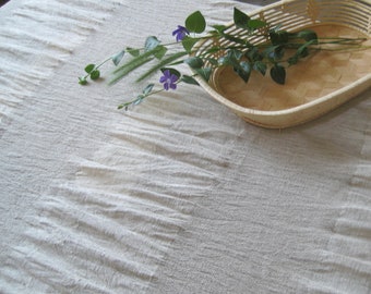 Striped Linen Tablecloth Gray Off white, Washed Wrinkled Table Linen, Wedding Gift idea, Rustic Vintage inspired Tablecloth Runner, 53"x78"