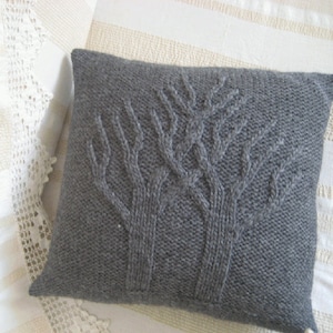 Federa per cuscino personalizzata in maglia di lana, federa decorativa grigia, decorazione in maglia vintage, federa per cuscino rustica in lana biologica stile country 18"