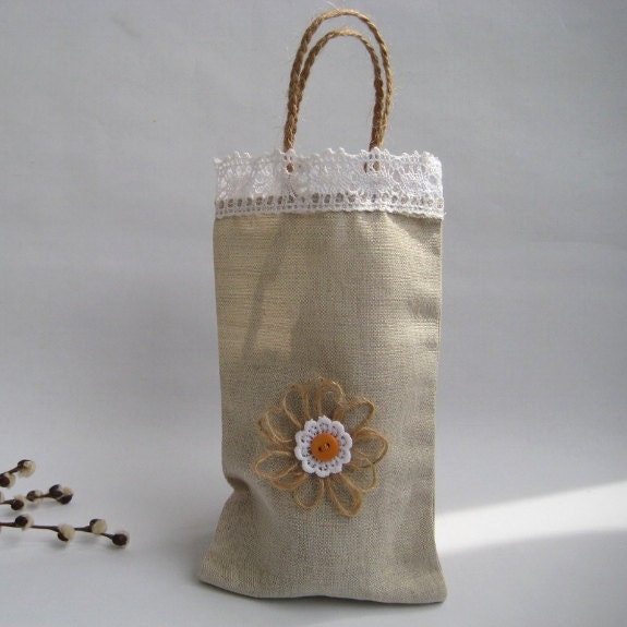 Small Linen Lace Favor Bag Rustic Wedding Gift bag Reusable Etsy