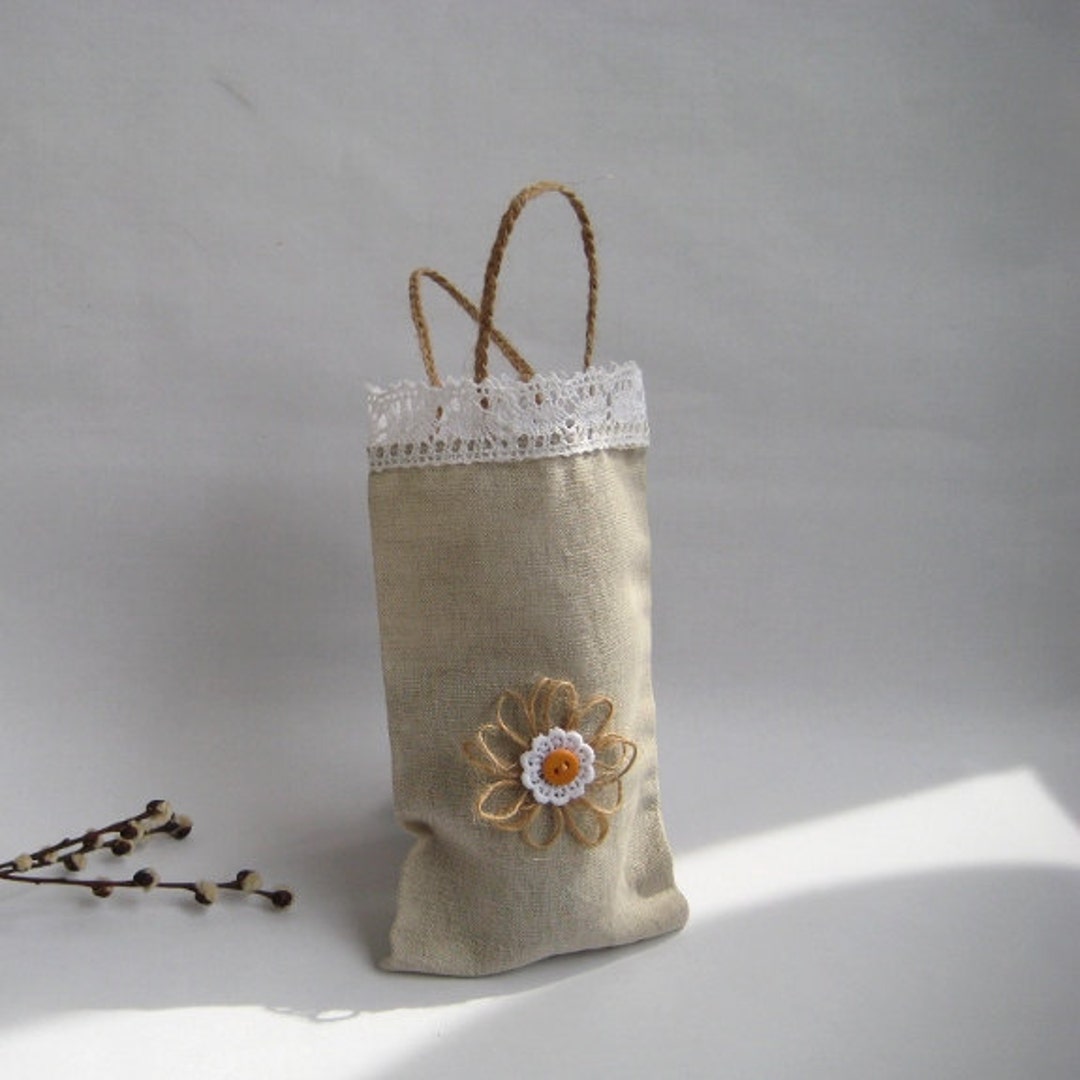 Small Linen Lace Favor Bag Rustic Wedding Gift Bag Reusable Etsy