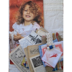 Papel e tecido vintage 180+, pacote de itens efêmeros faça você mesmo, mídia mista, kit de suprimentos para diário, scrapbooking, decoupage, presente de artesão, livro antigo dos anos 40 e 90