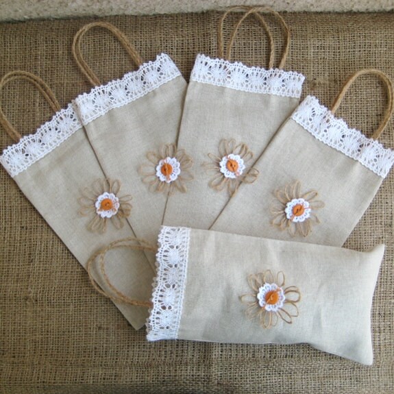 Small Linen Lace Favor Bag Rustic Wedding Gift bag Reusable Etsy
