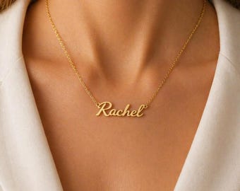 Custom Name Necklace, Personalized Gold Silver Rose Gold Nameplate Pendant