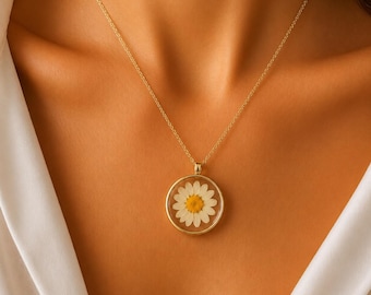 Collar personalizado de flores de nacimiento: joyería de flores secas prensadas