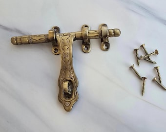 Verrou de porte coulissante en laiton antique, loquet de porte marocain en laiton, verrou à boucle en laiton, verrou de porte rustique, serrure de porte, accessoires de porte