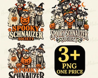 Spooky Schnauzer Society Halloween PNG, Schnauzer Halloween Png, Funny Spooky Schnauzer Society Boo Skeleton Dog Ghosts Gift Png T-Shirt