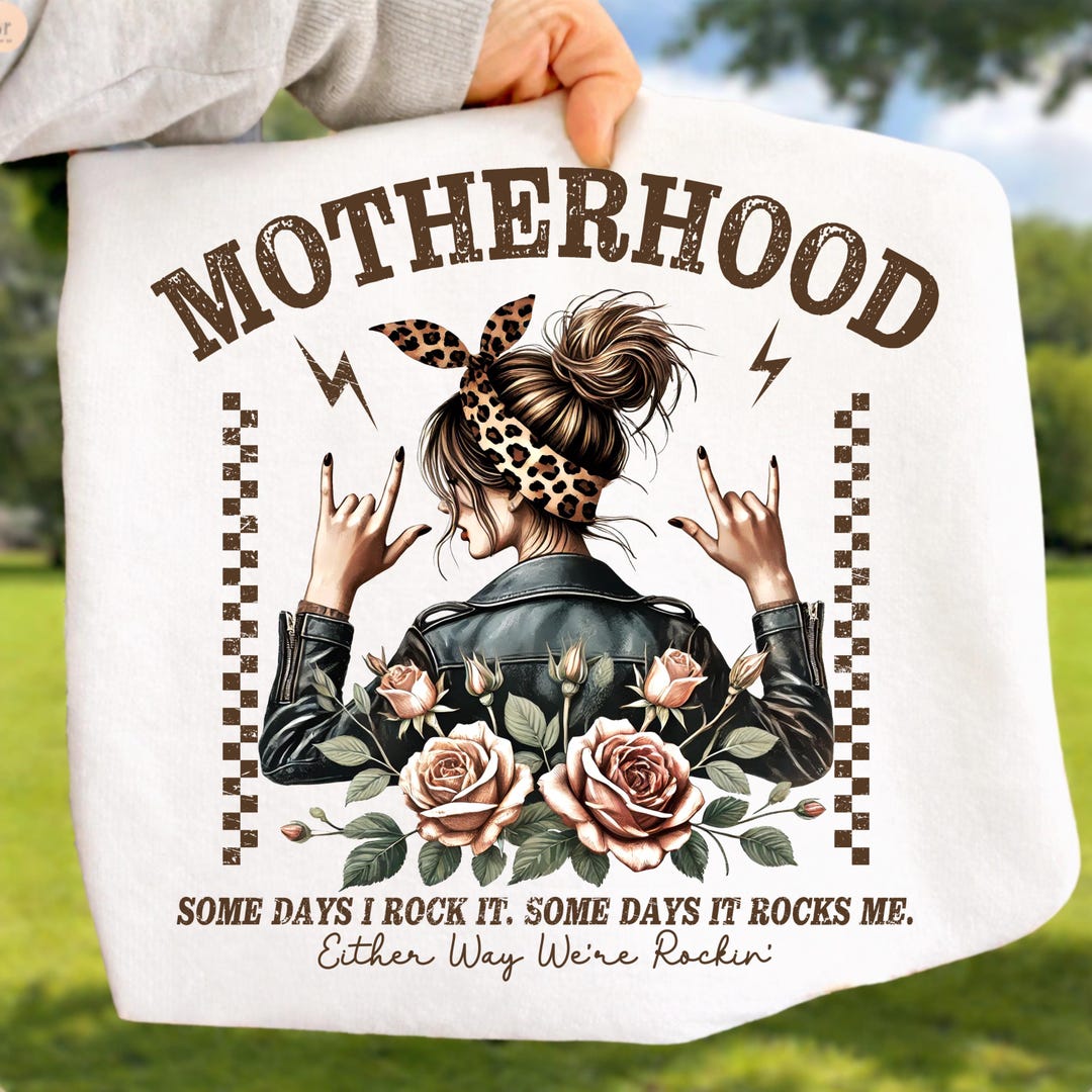 Motherhood DTF Transfer Ready to Press, Messy Bun Mom Leopard Shirt ...