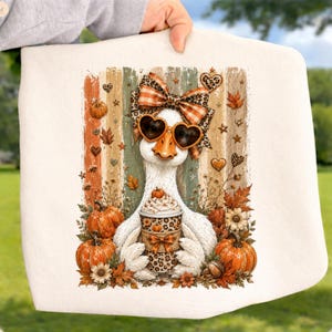 Retro Pumpkin Duck DTF, Groovy Fall Vibes Transfer, Vintage Autumn Duckling Shirt Design, Ready to Press DTF, Cute Cottagecore Iron On