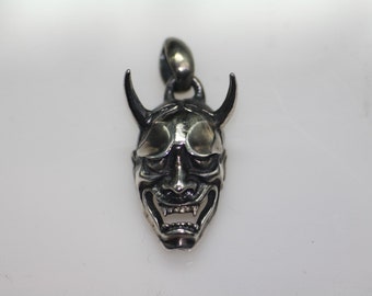 Argent Sterling 925 Démon Japonais Oni Evil Hannya Noh Masque Pendentif Nouveau