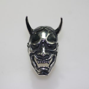 Sterling Silver 925 Hannya Noh Mask Brooch Pin